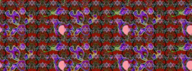 Kırmızı ve kahverengi renkte çiçekler. Raster düz çiçek çizim deseni. Tasarım hediye paketi, tebrik kartları, posterler ve afiş tasarımı.