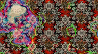 Halk tarzı. Moda baskıları için zarif bir şablon. Modern çiçek arkaplanı. Parlak renkli çiçekleri olan ve gri ve nötr renklerde yaprakları olan inanılmaz bir çiçek deseni..