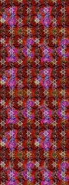 Çiçek buketleriyle klasik bir eskiz şekli. Raster illüstrasyonu. Kahverengi ve kırmızı renklerde.