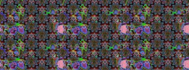 Renkli Bahar Teması eskiz kalıbı. Çiçek deseni. Chichi 'nin kumaş kalıbını çiz. Raster illüstrasyonu. Düz Çiçek Elementleri Tasarımı.