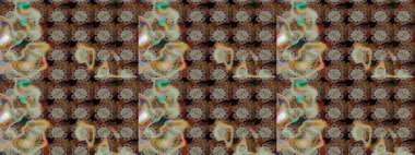 Kahverengi ve gri zarif küçük çiçekler ve kahverengi ve gri renkli komik böcekler, raster desen, illüstrasyon.