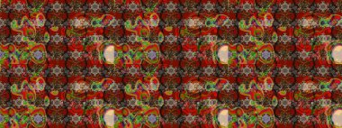 Raster illüstrasyonu. Suluboya çiçekli çiçek deseni. Kahverengi ve kırmızı renkli güzel tekstil.