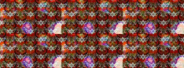 Raster illüstrasyonu. Kahverengi ve kırmızı kıvırcık çiçekler kahverengi ve kırmızı renklerde şekillenir. Klasik çiçek tasarım elementleri.