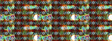 Arkaplan dokusu, duvar kağıdı, kahverengi ve yeşil renkli çiçek teması. Soyut etnik raster çizim kalıbı. Kabile sanatı boho baskısı, klasik çiçek arkaplanı.