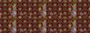 Raster illüstrasyonundaki çiçek desenli çizim. Kahverengi ve kırmızı renkte çiçekler.