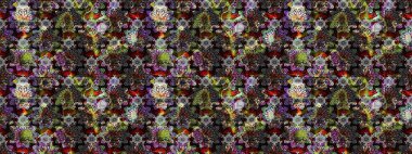 Gri ve siyah renkli çiçekler. Renkli Bahar Teması eskiz kalıbı. Çiçek desenli eskiz. Düz Çiçek Elementleri Tasarım Raster illüstrasyonu.