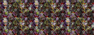 Gri ve siyah renkli çiçekler. Renkli Bahar Teması eskiz kalıbı. Çiçek desenli eskiz. Düz Çiçek Elementleri Tasarım Raster illüstrasyonu.