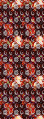 Çiçek süslemeli çizim deseni. Kahverengi ve kırmızı renkte çiçekler. Raster illüstrasyonu.