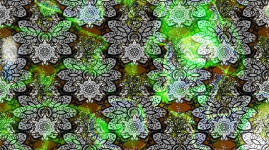 Üst manzara, yumuşak stil. Gri ve yeşil renkte manzaralı çiçek deseni. Çiçek kompozisyonu, el boyası, hassas şablon. Sevgililer günü ve tebrik kartı konsepti için şık bir davet.