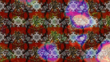 Dallı bahar çiçekleri ile desen, kahverengi ve gri renkler ile çiçek silueti. Raster deseni.