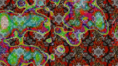 Çiçek süslemeli çizim deseni. Raster illüstrasyonu. Kahverengi ve gri renkte çiçekler.