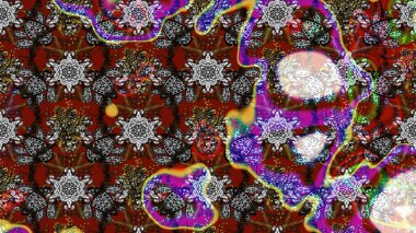 Düz Çiçek Elementleri Tasarımı. Chichi 'nin kumaş kalıbını çiz. Raster illüstrasyonu. Çiçek deseni. Renkli Bahar Teması çizim şablonu.