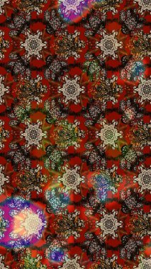 Desen, çizim, çiçek sınırı. Çiçek çelengi. Güzel, parlak, pürüzsüz kumaş, tuval. Kıvırcık, parlak örgü. Eski moda arka plan. Raster illüstrasyonu.