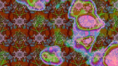 Tekrar eden çiçek arkaplanı, zarif kahverengi ve yeşil çiçek duvar kağıdı. Kahverengi ve yeşil renkler üzerine çiçek desenli eskiz, el yapımı papatyalar, papatyalar..