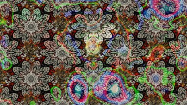 Renkli süs kenarı. Çizim kalıbı. Çiçek duvar kağıdı. Gri ve nötr renklerde. Raster illüstrasyonu. Hint süsü..