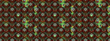 Raster illustration. Raster illustration. In asian textile style. Sketch flowers pattern. Flowers on green and black colors.