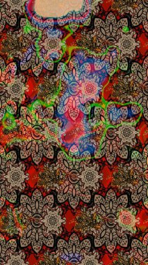 El çizimi çiçek çizimi deseni (fayans). Tekstil için suluboya eskiz deseni. Şirin çiçekli, desenli, kahverengi ve bej renkli çizim deseni.