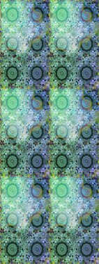 Mavi, yeşil ve altın desenli. Tekrarlayan elementlerle kusursuz soyut arkaplan. Zarif raster klasik desen.