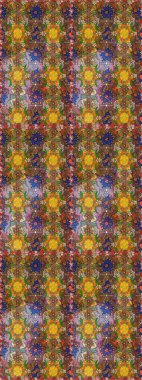 Renkli Yaz Temalı eskiz kalıbı. Raster Illustrasyon 'daki Çiçek Deseni' nin son moda çizimi. Güzel kumaş deseni. Düz Çiçek Elementleri Tasarımı.