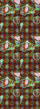 Kahverengi ve yeşil renkli çiçekler. Raster illüstrasyonu. Çiçek desenli çizim. Asya tekstil tarzında. Raster illüstrasyonu.