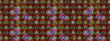 Parlak çiçekli halı deseni kahverengi ve kırmızı renklerde..