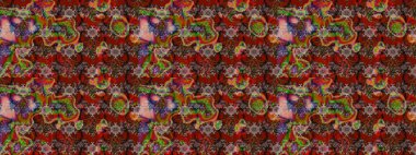 Renkli Yaz Temalı eskiz kalıbı. Kahverengi ve kırmızı renkte çiçekler. Sevimli çiçek raster deseni. Düz Çiçek Elementleri Tasarımı.