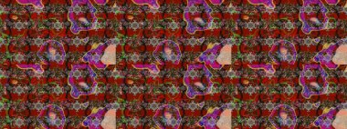 Raster çiçek desenleri çiziyor. Vadinin çiçekleri kahverengi ve kırmızı renklerde.