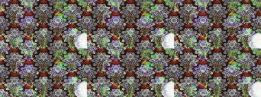 Gri ve nötr renkte çiçekler. Raster illüstrasyonu. Çizim çiçek deseni duvar kağıdı için kullanılabilir.