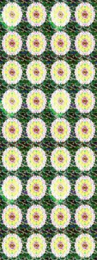 Raster deseni. Bahar çiçekleri dallı desen, yeşil renkler çiçekli siluet.