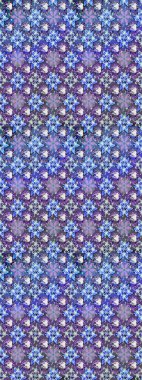 Çiçekli karalama şeklinde Raster çiçek deseni. Mavi ve mor renkli çiçekler. Nazik, narin çiçek arkaplanı.