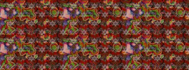 Renkli Yaz Temalı eskiz kalıbı. Kahverengi ve kırmızı renkte çiçekler. Sevimli çiçek raster deseni. Düz Çiçek Elementleri Tasarımı.