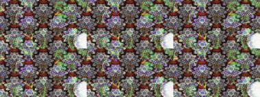 Gri ve nötr renkte çiçekler. Raster illüstrasyonu. Çizim çiçek deseni duvar kağıdı için kullanılabilir.