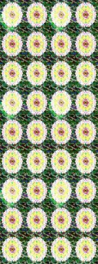 Raster deseni. Bahar çiçekleri dallı desen, yeşil renkler çiçekli siluet.