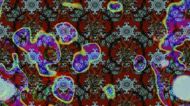 Yaprak ve çiçeklerin suluboya resimleri, kahverengi ve mavi renkler üzerine çizimler. Yumuşak, bahar çiçekleri kahverengi ve mavi renklerde. Raster illüstrasyonu.