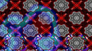 Mavi renkte etnik çiçeklerle süslenmiş zarif bir eskiz. Raster Çiçek İllüstrasyonu güzel tekstil..