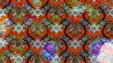 Renkli Bahar Teması eskiz kalıbı. Çiçeksel fantezi tasarımı ve parlak bir arka plan çizimi. Düz Çiçek Elementleri Tasarımı.