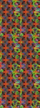 Parlak renkli çiçekleri ve bej ve kahverengi renkte yaprakları olan harika bir çiçek deseni. Moda baskıları için zarif bir şablon. Halk tarzı. Modern çiçek arkaplanı.