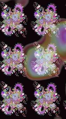 Çiçekler, dallar, bitkiler ve çiçekler. Raster illüstrasyonu. Güzel kumaş deseni. El çizimi.