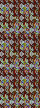 Raster deseni. Bahar çiçekleri dallı desen, kahverengi ve gri renkler çiçekli siluet.