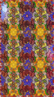 Çiçek. Kahverengi ve sarı renklerde. Taslak dekoratif arka plan, çiçek mandala. Raster illüstrasyonu.