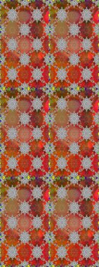 Parmak izi, kumaş, duvar kâğıdı, tekstil için raster dokusu. İşlemeli çiçekli, dikişsiz desen. Renkli grunge soyut arkaplanı colokahverengi ve gri çiçeklerle zenginleştirir.