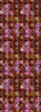 Raster Yumuşak kumaş deseni. Klasik taslak çizimi. Raster çiçek izi. Çiçek kahverengi ve kırmızı çizim deseni.