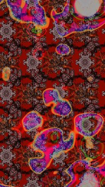 Raster illüstrasyonu. Kahverengi ve kırmızı renklerde. Anti-stres için Raster soyut şablon sayfası.