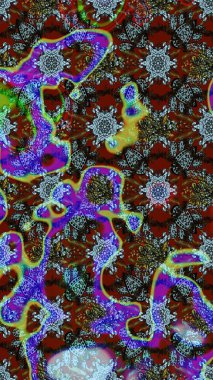 Modern çiçek arkaplanı. Parlak renkli çiçekleri olan ve mavi ve kahverengi renkli yaprakları olan harika bir çiçek deseni. Halk tarzı. Moda baskıları için zarif bir şablon.