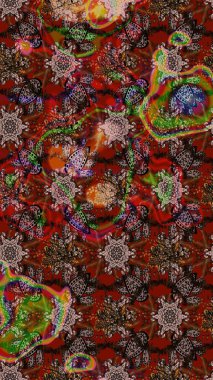 Flat Flower Elements Design. Colour Spring Theme sketch pattern Background. Flowers on brown and red colors. Sketch floral pattern with flowers, watercolor. Raster illustration.