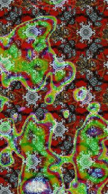 Yeşil ve kahverengi renkli çiçekler. Tropik çiçekler. Gömlek çizimi Arkaplan Deseni.