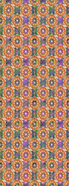 Turuncu ve bej renkler üzerinde klasik oryantal desen. Geleneksel raster ve altın desen. Damask pürüzsüz süsü.