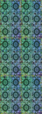 Raster altın tekstil baskısı. İslam tasarımı. Altın desenli mavi ve yeşil renklerde altın elementler. Kusursuz desenli oryantal süs. Çiçek karoları.