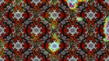 Vadinin çiçekleri gri ve kahverengi renklerde. Çiçekler. Soyut etnik raster çizim kalıbı.