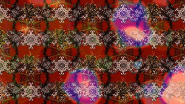 Kahverengi ve kırmızı renkte çiçekler. Çiçekli karalama şeklinde Raster çiçek deseni. Nazik, sevimli çiçek arkaplanı..